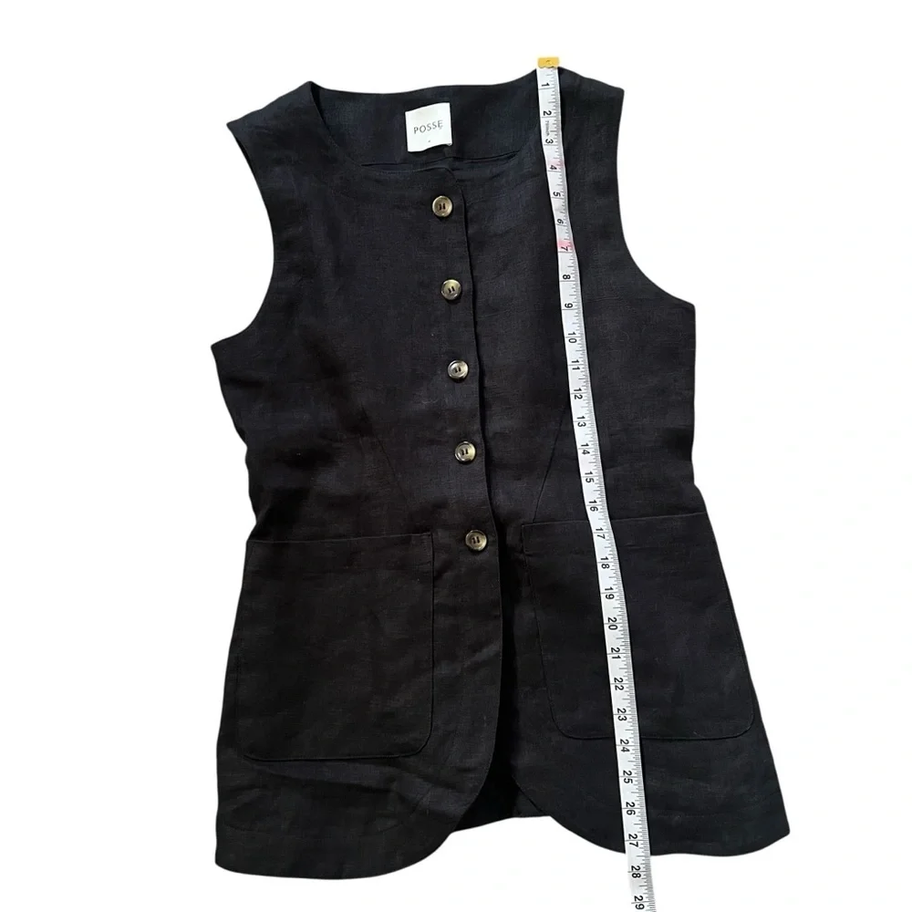 Posse Emma Linen Black Vest Size Medium - Picture 10 of 10